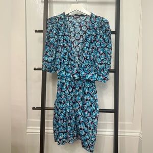 Great condition. Zara floral belted, faux wrap mini dress.